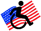 Symbol of accessibility with US flag