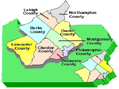 The Eastern District of Pennsylvania comprises the counties of Lehigh, Northampton, Bucks, Berks, Lancaster, Chester, Delaware, Philadelphia, and Montgomery.