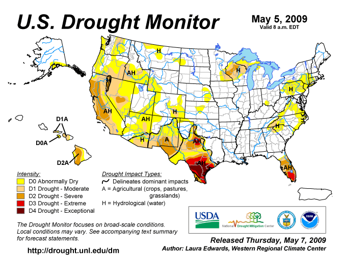 Current Drought Montior map - click for Drought Summary