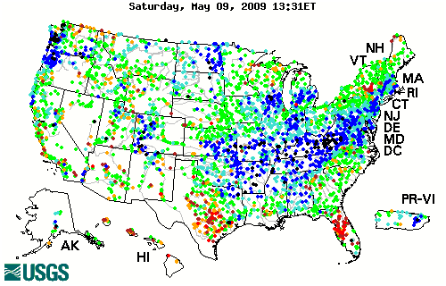 Current USGS River Conditions across the Country. Click on the image for additional details.