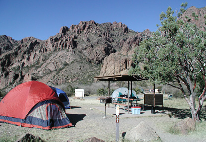 A reserved campsite in the Chisos Basin Campground