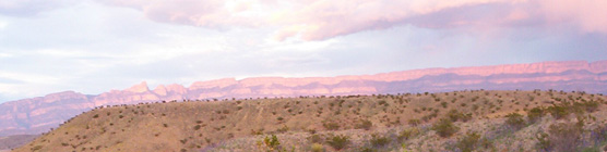 Sunset lights up the Sierra del Carmen