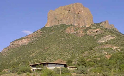 Casa Grande peak looms above the Chisos Mountains Lodge