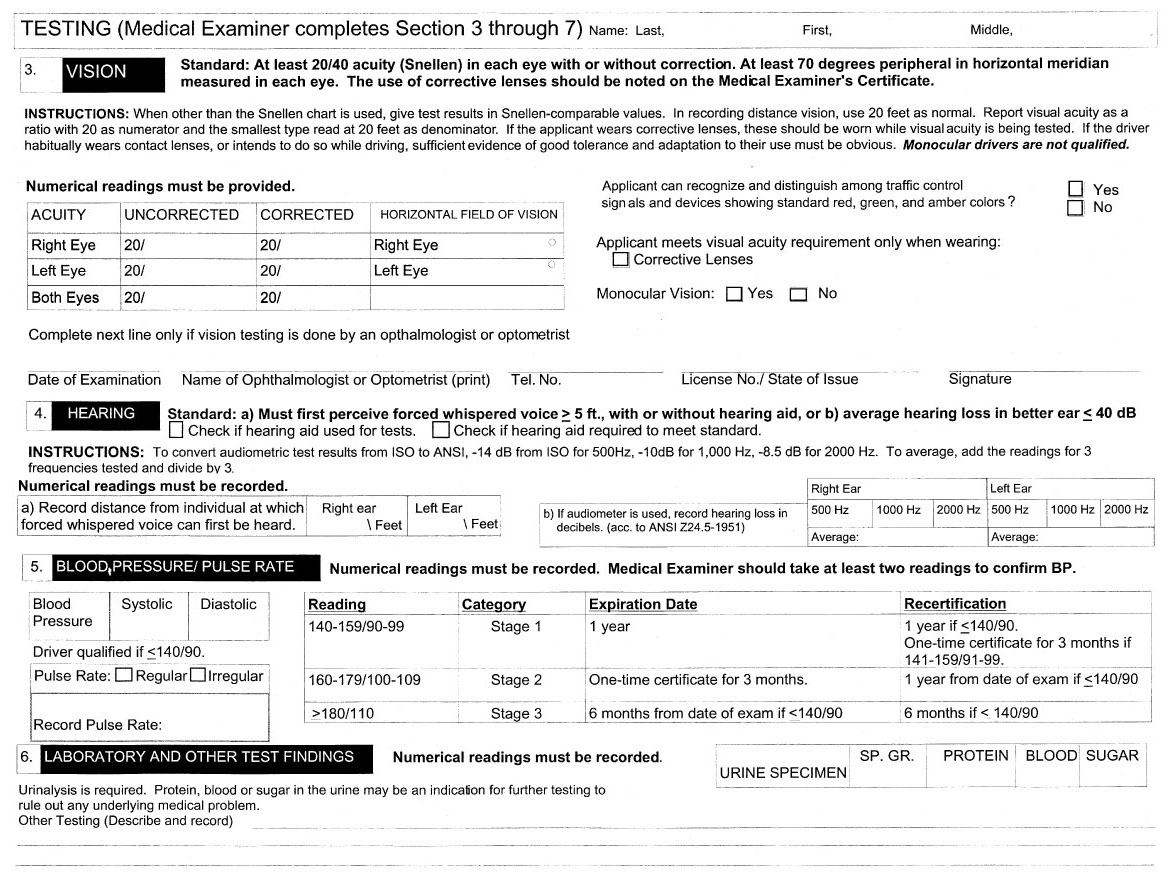 Medical Examination Report For Commercial Driver Fitness Determination - Page #2