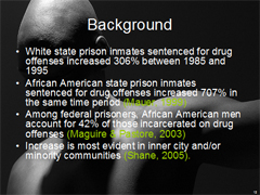 Link - to powerpoint presentation: Criminal Justice, Drug Abuse, HIV, and Health Disparities: Implications for Children  
