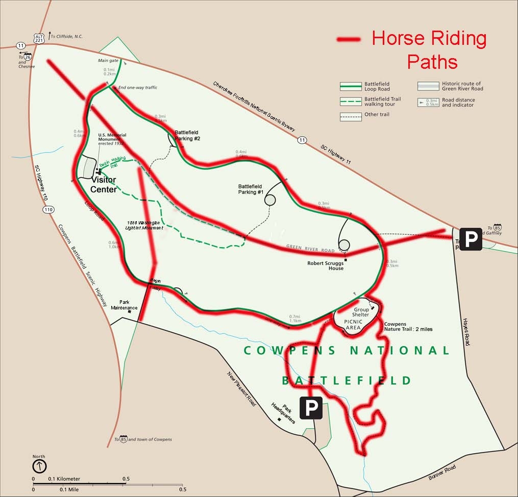 map of park showing where horses are allowed