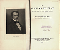 An Alabama Student and Other Biographical Essays, Book