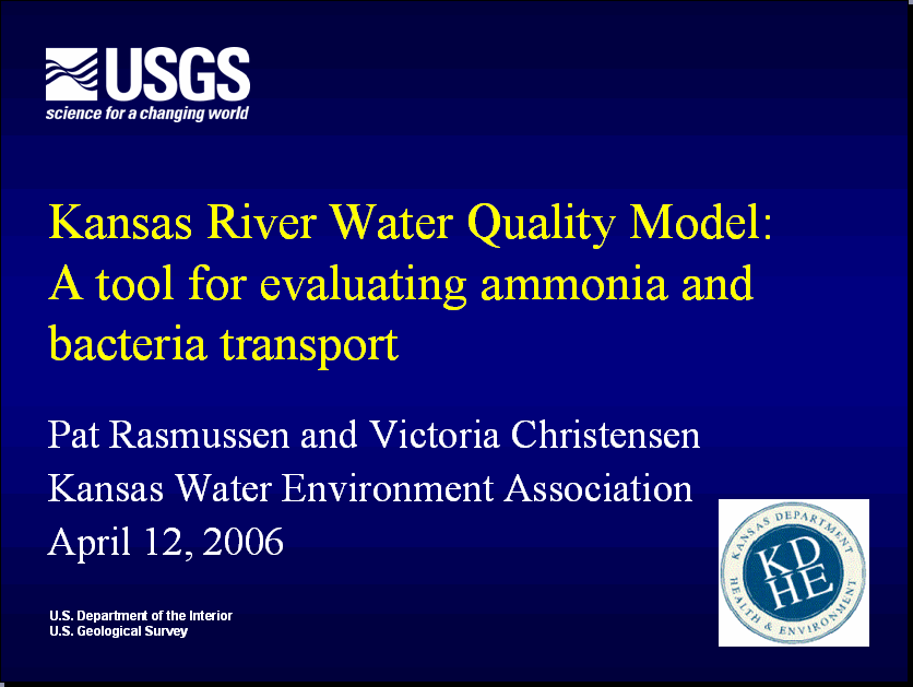 Hydrologic and Water-Quality Conditions in the Kansas River, Northeast Kansas, November 2001-August 2002, and Simulation of Ammonia Assimilative Capacity and Bacteria Transport During Low Flow