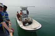 LGLFRO 22' Boston Whaler used for bottom trawling. (photo credit: Russ Liss/McKinley HS)