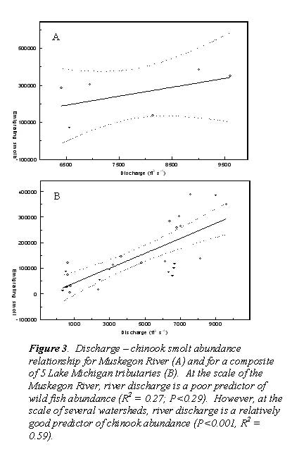 discharge vs smolt abundance, Muskegon River