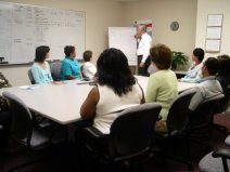 Training room with instructor and students