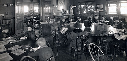 Historic photo of library patrons using the Children's Reading Room at the C&H Public Library.