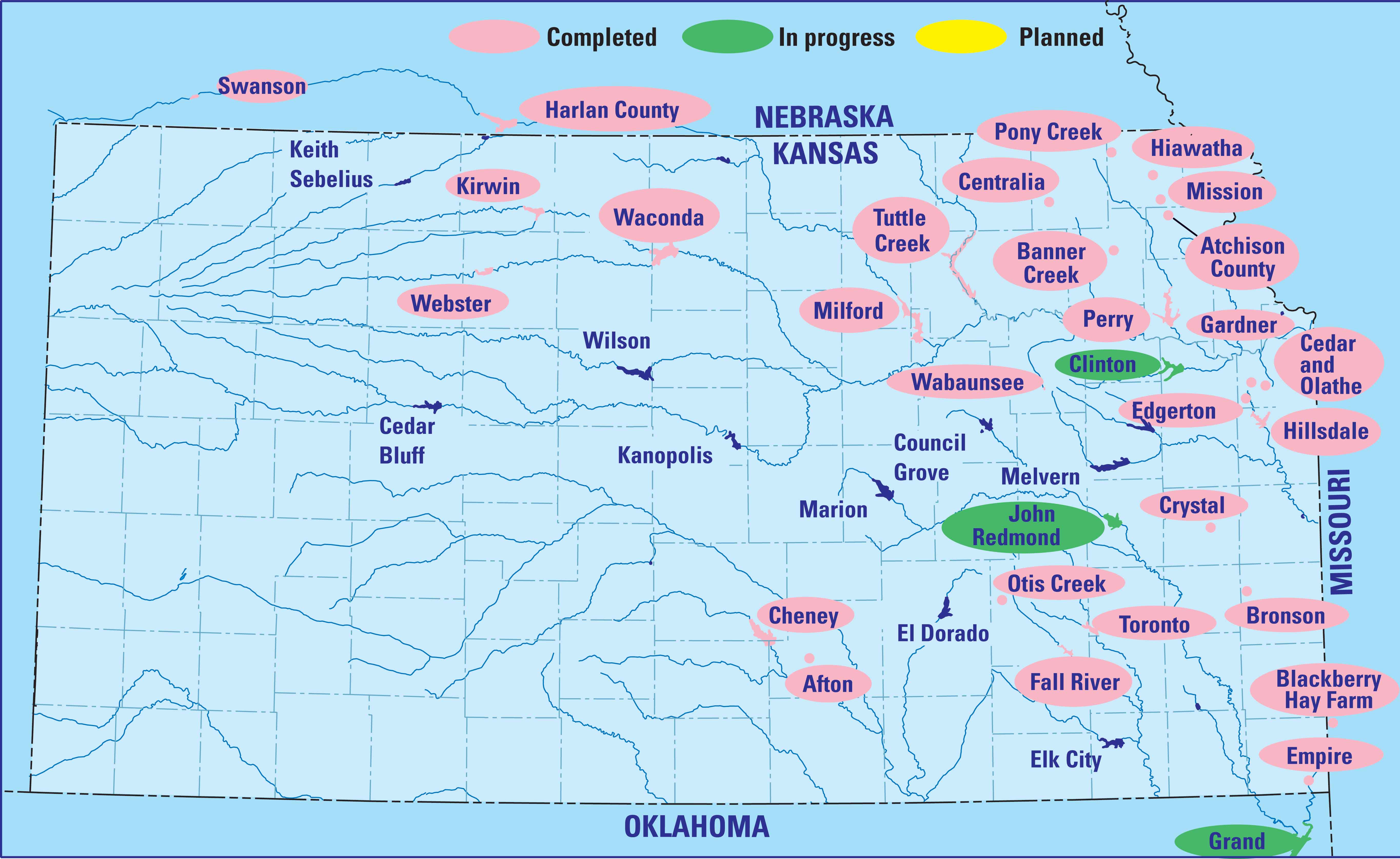 Figure 3. USGS reservoir
sediment studies in Kansas 