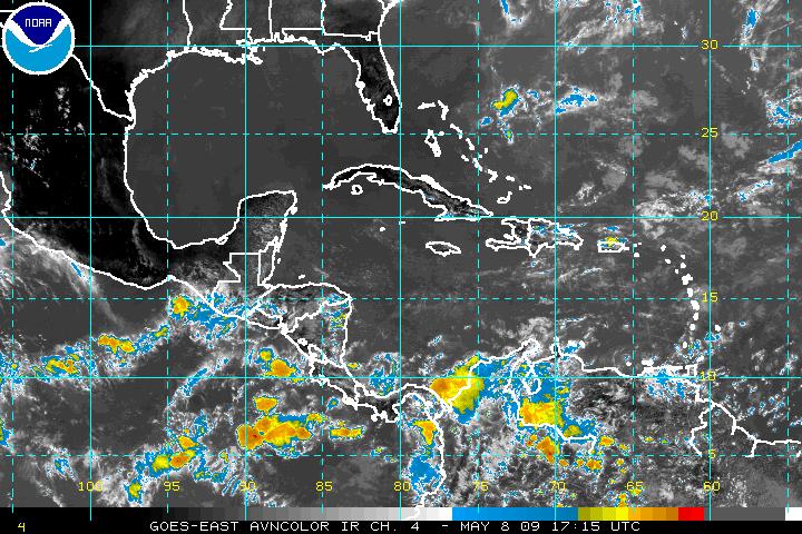 Latest Infrared Satellite Image over the Hurricane Sector