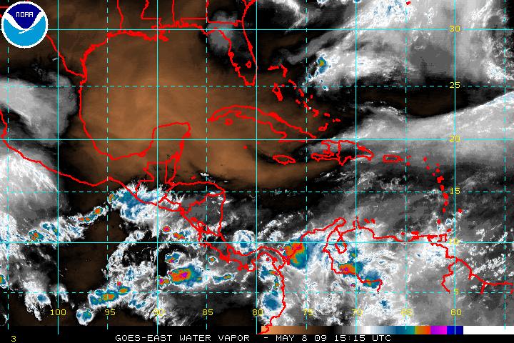 Latest Infrared Water Vapor Image over the Hurricane Sector