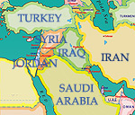 Map of Iraq and its neighbors.