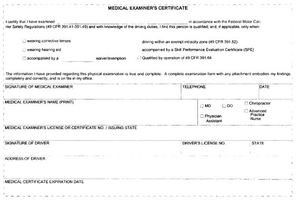 Medical Examiner''s Certificate