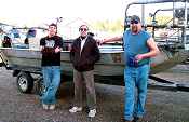 Walleye surveys were conducted by (left to right): Casey Bigboy, Frank Stone and Mitch Soulier. 
- USFWS photo