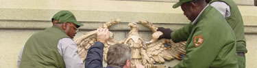 NPS Restores Eagle Sculpture to Sherman Statue, September 2005 (NPS Photo by J. Feeney)