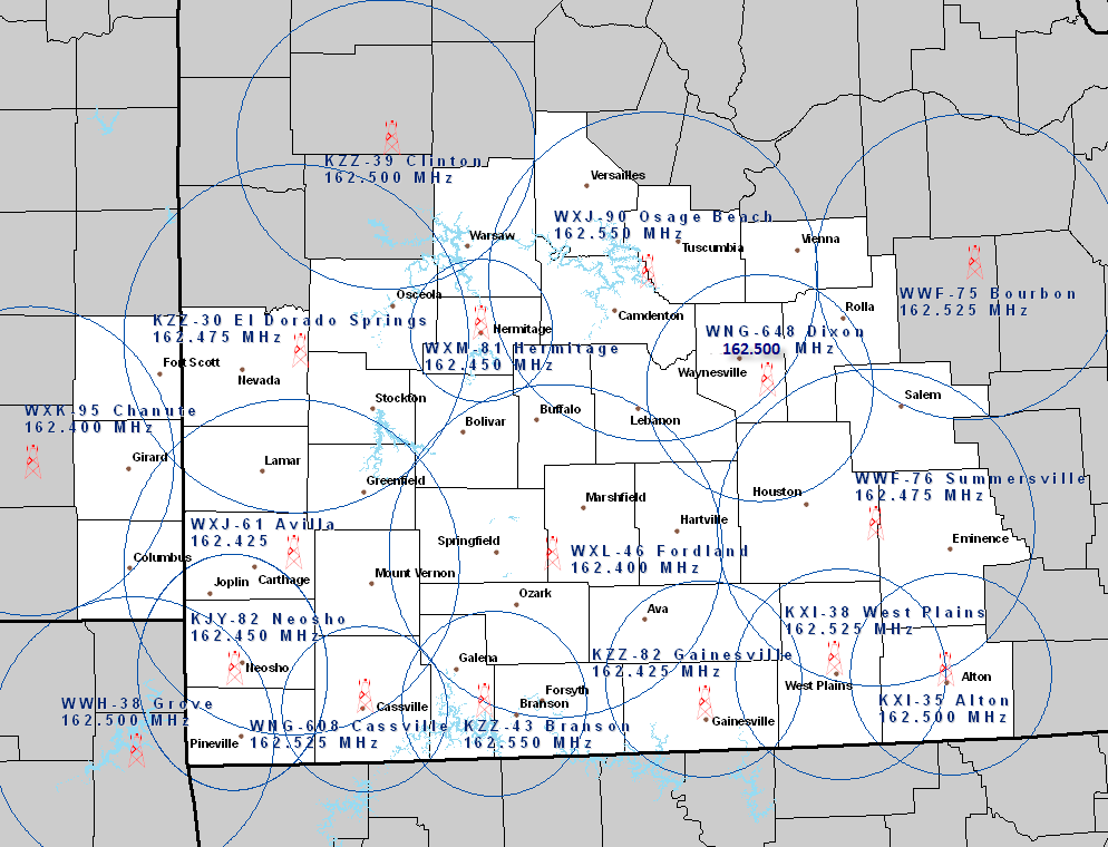 NOAA Weather Radio Sites - Springfield, MO CWA