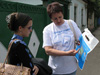 A volunteer explains in Lisichansk (Luhansk oblast) explain SIDS prevention actions during SIDS Prevention Campaign in September 2007