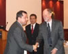 USAID/Bulgaria Mission Director Michael Fritz (left) congratulates Mayor Stovkov of Sevlievo