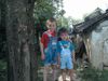 Mykola and Sashko at the backyard