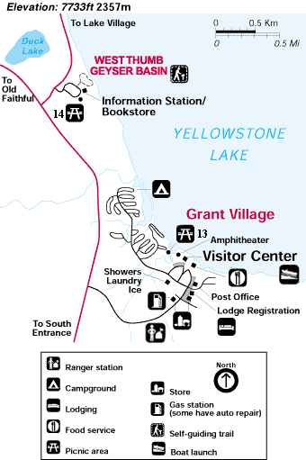 Grant Village Area Map (17K)