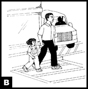 child crossing street with parent (b)