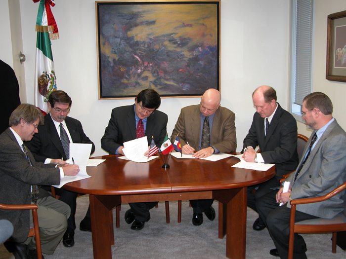 From left to right: Herb Gibson, OSHA Area Director – Denver Area Office; Francisco Flores, Jr., Denver District Director, Equal Employment Opportunity Commission; Juan Roberto Gonzalez – Consul in Charge, Mexican Consulate en Denver; Richard Habura, Denver District Director – Wage & Hour Division; John Healy, OSHA Area Director – Englewood Area Office and Bob Glover, Assistant Regional Administrator, Tech Support, OSHA Region VIII
