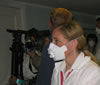 Guests suit up at the opening ceremony for the lab ventilation system in Vladimir TB Dispensary