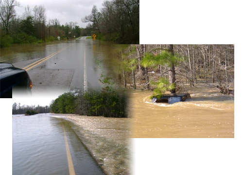 collage of photos showing various flooding events during March 2008