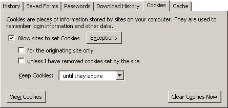 Enabling cookies in Firefox on a PC