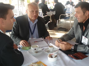 Xhevit Hysenaj (right), owner of Xherdo Herbs and Spice Co. met with French businessmen at this year's IFEAT conference in Budapest. Based on such meetings, Xherdo signed eight contracts worth more than €500,000, with prospects for more