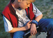 Child wearing a GPS locater