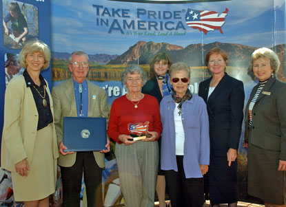 Tumacácori Volunteers receiving the national Take Pride in America award for Volunteer Program