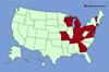 Click for distribution map of Amur honeysuckle.