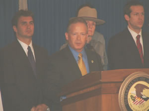 Special Agent in Charge John Gilbride addresses the media at the press conference.