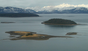 Aerial view of lower Glacier Bay from Beardslee Islands