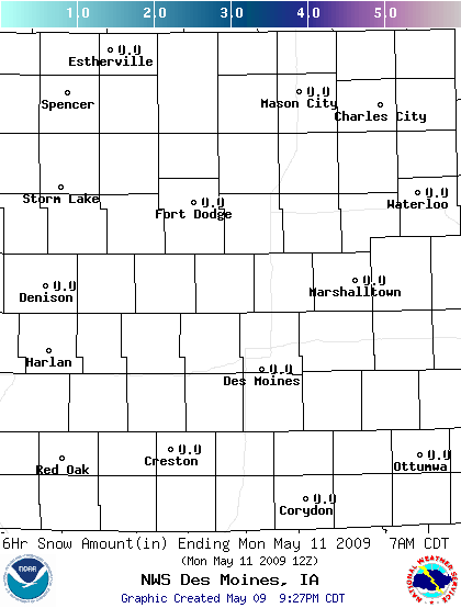 Central Iowa 30 to 36 Hour Snowfall Forecast
