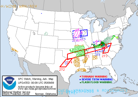 image of current weather watches, warnings and advisories in effect