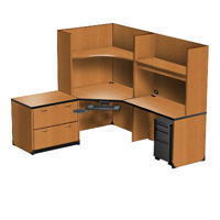 HE2300R - Harmony Right Return Corner Workstation with Two Open Shelves