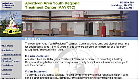 Aberdeen Area Youth Regional Treatment Center Web site screenshot