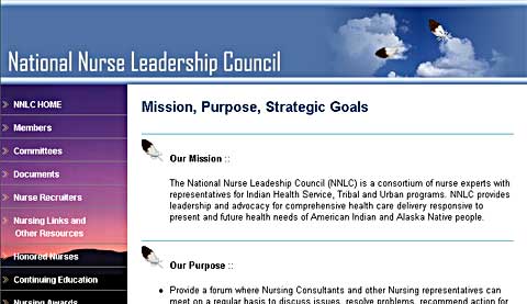 Screenshot of National Nurse Leadership Council Website