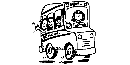 black and white sketch of children on an overstuffed school bus