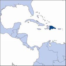 Image of a regional map of Latin America with the Dominican Republic highlighted.
