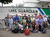 Teachers and NY Sea Grant staff in front of the 180-foot R/V Peter L. Wise Lake Guardian. (Photo: Paul Focazio/NYSG)