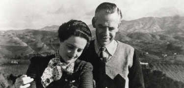 Carlotta and Eugene O'Neill with Mt. Diablo in background in 1941 - Yale Beinecke Library Photo