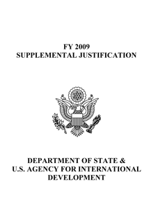 Cover of the FY 2009 Supplemental Justification - Click to Download