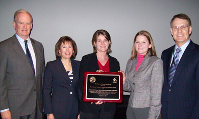 From left to right:
Clay Johnson, Deputy Director for Management, Office of Management and Budget; Anne Kelly, Director, Federal Consulting Group, US Dept of the Interior; Krista Marting, Management Analyst, Management Programs Division, Financial Crimes Enforcement Network, US Dept of the Treasury; Diane Wade, Associate Director/CFO, Management Programs Division, Financial Crimes Enforcement Network, US Dept of the Treasury; Ron Oberbillig, COO, Federal Consulting Group, US Dept of the Interior.